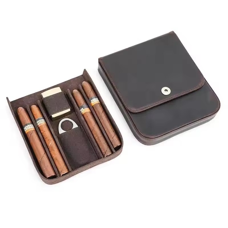 Premium Cigar Case - Draagbare sigarenkoffer, retro bruine premium lederen