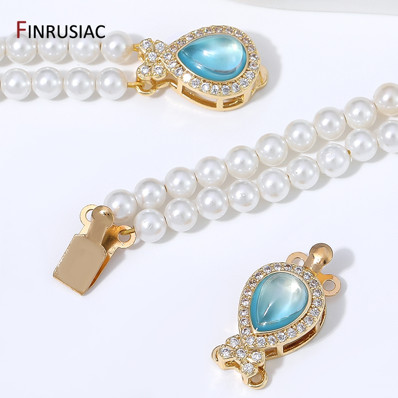 Gold Plated Jewelry - 18K vergulde messing parel-opaal doosgesp met