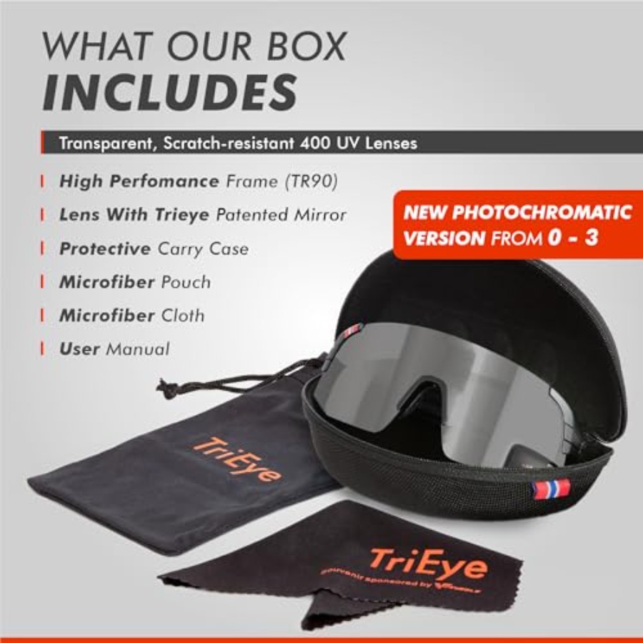 TriEye fietsbril met achteruit - Sunglasses Uv400 recensie en prijs