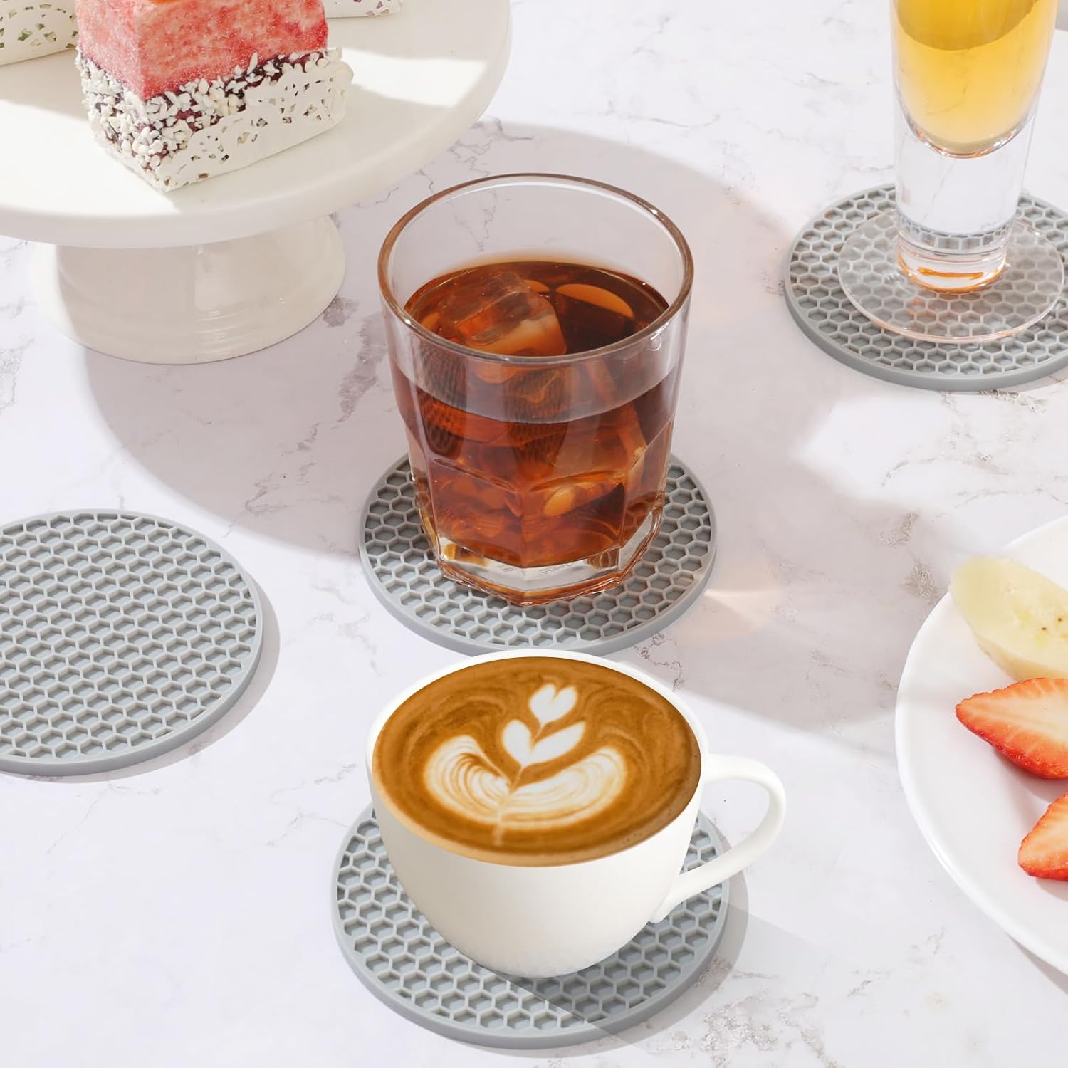 Siliconen onderzetterset met h - Marble Coaster Set recensie en prijs